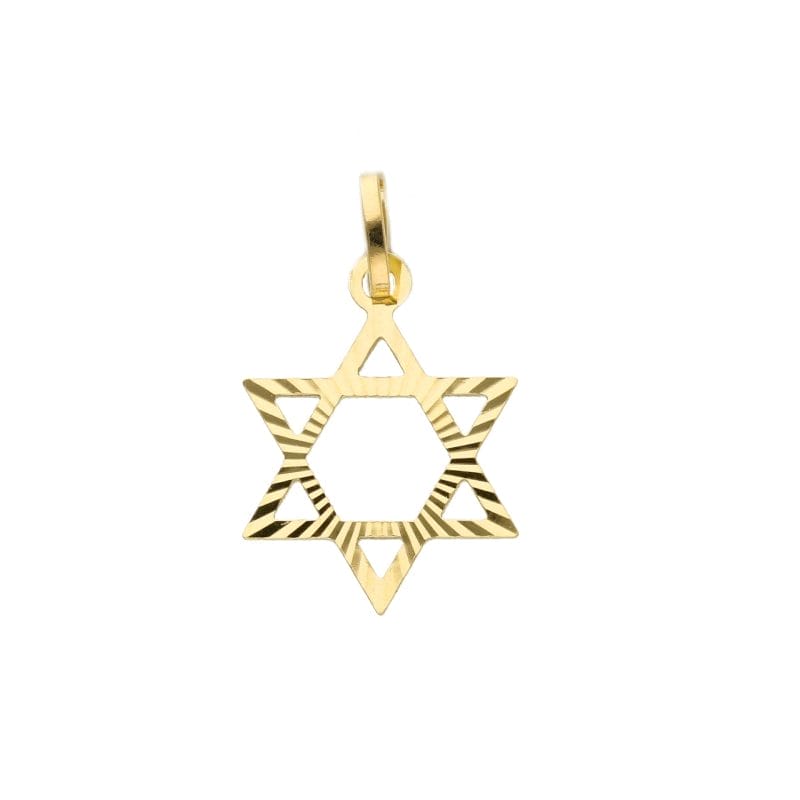 084077 18 Karat Gelbgold Davidstern Anhänger – Hochwertiger Magen David Schmuck aus 750er Gold, filigranes Design mit spiritueller Bedeutung.
