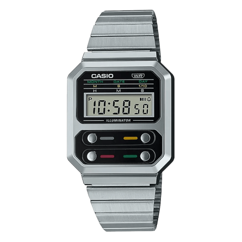 Casio A100WE-1AEF Vintage Digitaluhr mit Edelstahlarmband