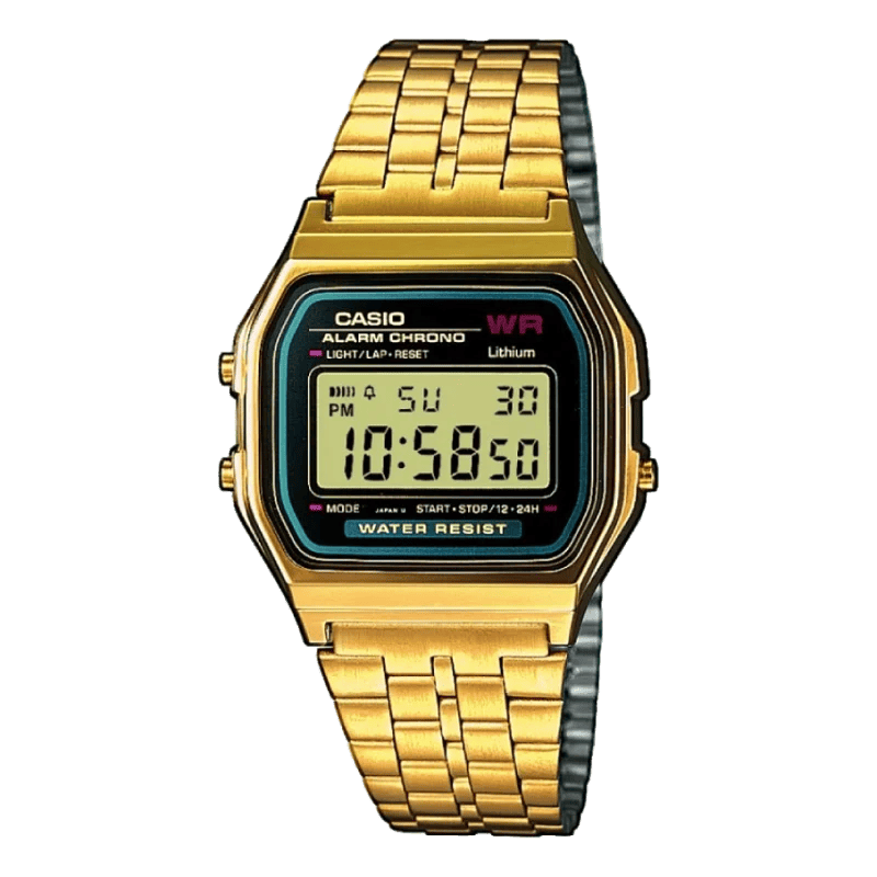 Casio A159WGEA-1EF Vintage Digitaluhr mit goldenem Edelstahlarmband
