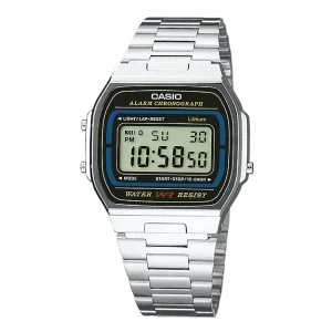 Casio A164WA-1VES Vintage Digitaluhr mit silbernem Edelstahlarmband
