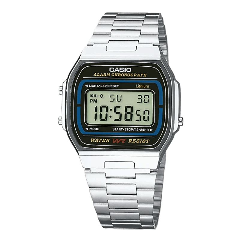Casio A164WA-1VES Vintage Digitaluhr mit silbernem Edelstahlarmband