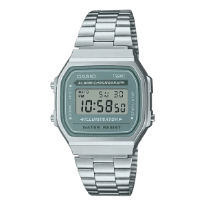 Casio A168WA-3AYES Vintage Digitaluhr mit grünem Zifferblatt
