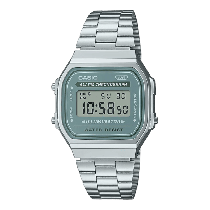 Casio A168WA-3AYES Vintage Digitaluhr mit grünem Zifferblatt