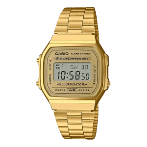 Casio A168WG-9EF Vintage Digitaluhr mit goldfarbenem Edelstahlarmband