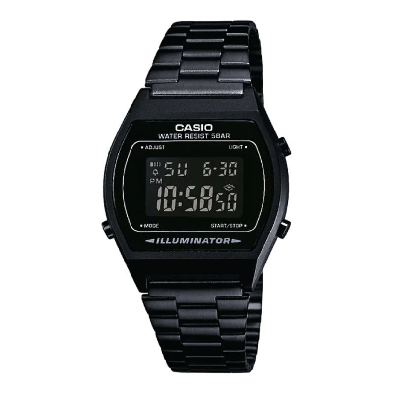 Casio B640WB-1BEF Retro-Digitaluhr mit schwarzem Edelstahlarmband