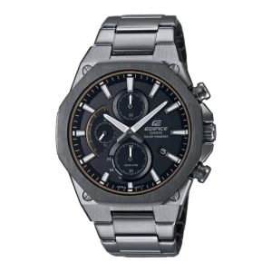 Casio EFS-S570DC-1AUEF Edifice Slim Solar Chronograph mit schwarzem Zifferblatt und grauem Edelstahlarmband