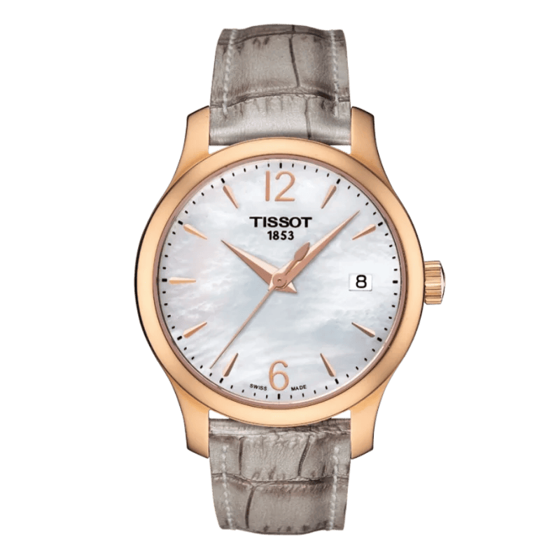 Tissot Tradition Lady Perlmutt Roségold Sale – 33mm Edelstahl & Leder