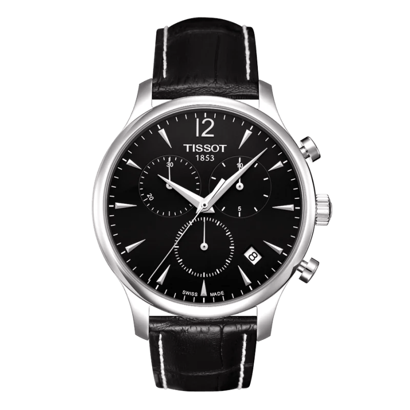 T063-617-16-057-00 Tissot Tradition Chronograph 42mm Schwarz – Edelstahl, Chronograph & Lederarmband