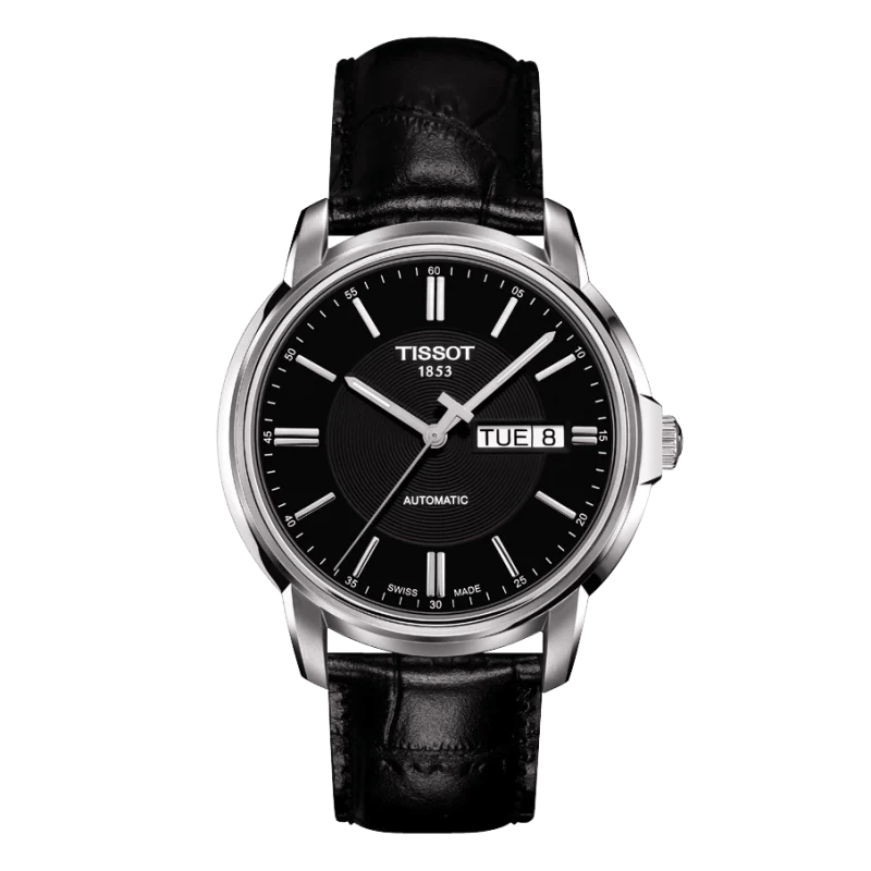 T065-430-16-051-00 Tissot Automatik Day-Date Schwarz Sale – Edelstahl, Automatikwerk & Lederarmband