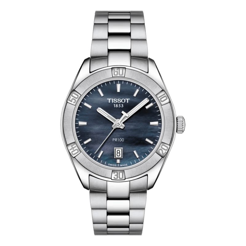 Tissot PR 100 Sport Chic Perlmutt – Schweizer Damenuhr mit Edelstahl & Saphirglas