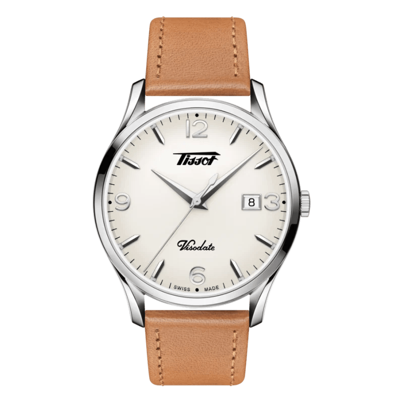 Tissot Heritage Visodate Quartz Sale – Klassische Uhr mit Lederarmband & Saphirglas
