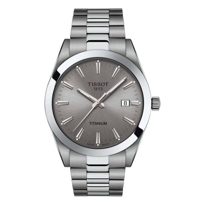 T127-410-44-081-00 Tissot Gentleman Titanium Grau – Ultraleichte Business-Uhr mit Saphirglas & Titanarmband