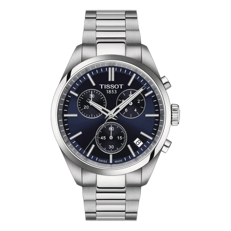Tissot PR 100 Chronograph 40mm Blau Edelstahl – Sportlicher Chronograph mit blauem Zifferblatt und Edelstahlarmband