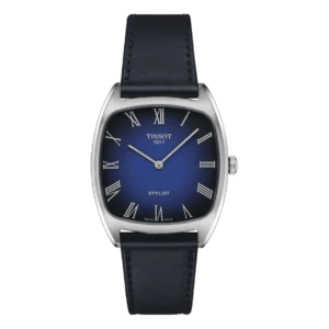 Tissot Stylist Blau 32mm – Retro-inspirierte Schweizer Uhr mit blauem Zifferblatt und Lederarmband