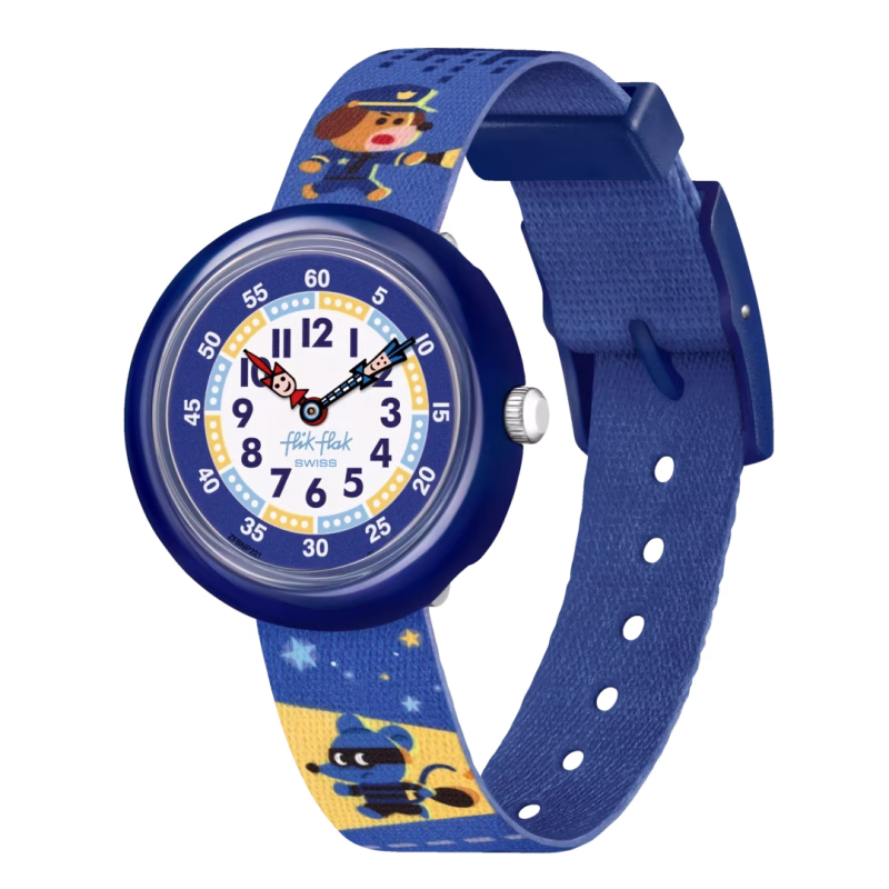 Flik Flak FBNP221 Kinderuhr – Swiss Made mit Hunde-Motiv und gut lesbarem Zifferblatt