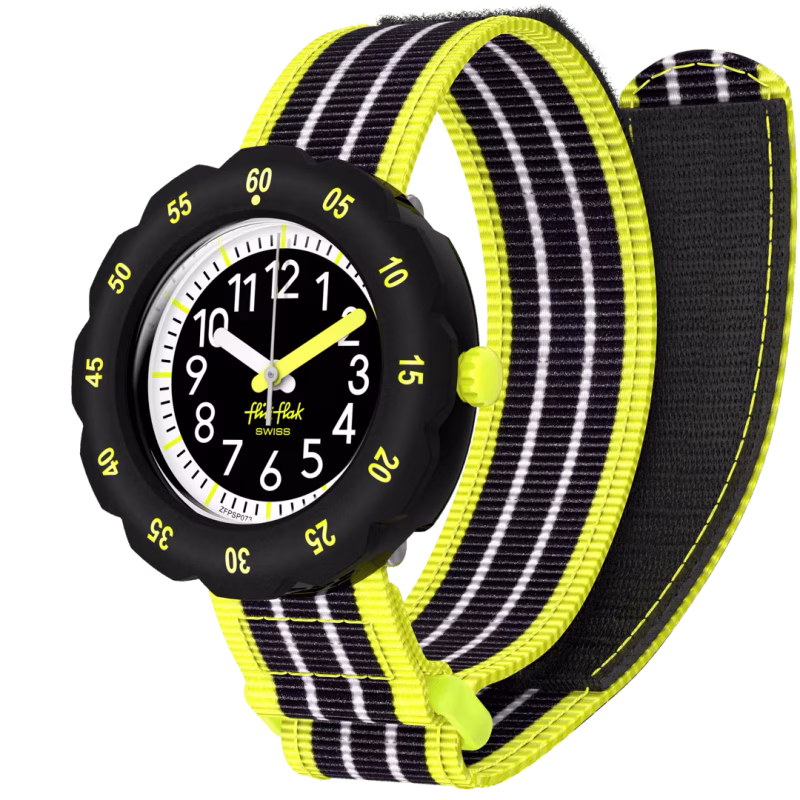 ZFPSP073 Flik Flak FPSP073 Kinderuhr – Swiss Made mit neonfarbenem Armband und gut lesbarem Zifferblatt