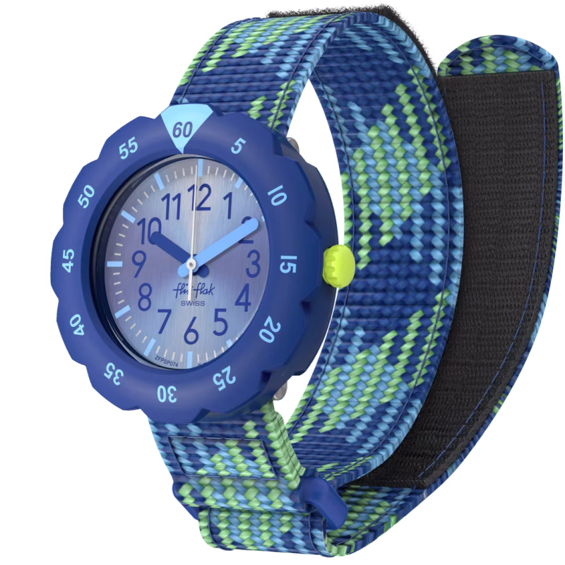 Flik Flak FPSP074 Kinderuhr – Swiss Made mit blauem Armband und gut lesbarem Zifferblatt