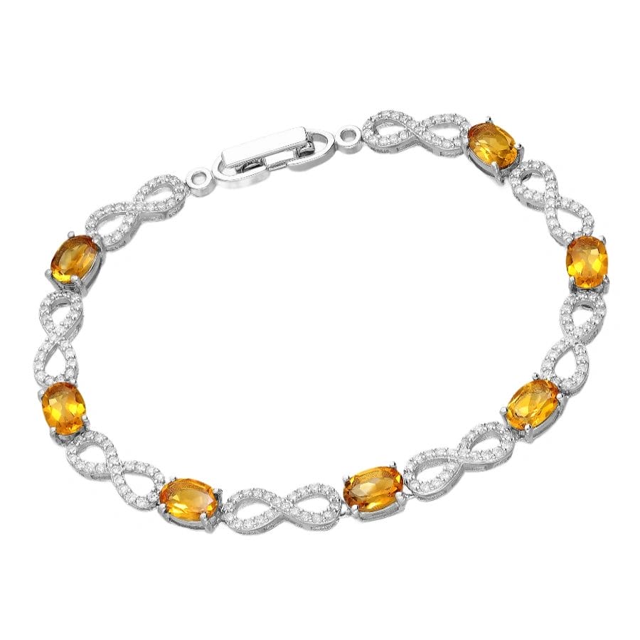 925 Silber Armband Citrin 1181-3592 – 19 cm, rhodiniert, mit Zirkonia & Edelsteinbesatz