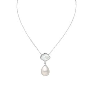 925 Silber Collier Süßwasserperle 382-6243 – Verstellbar 42–46 cm, rhodiniert, klassisch elegant