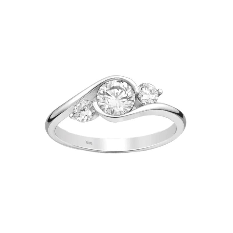 silber-damenring-701-21036 925 Silber Damenring Zirkonia 701-21036 – Elegantes Design, drei klare Zirkonia, rhodiniert, Ringgröße 54