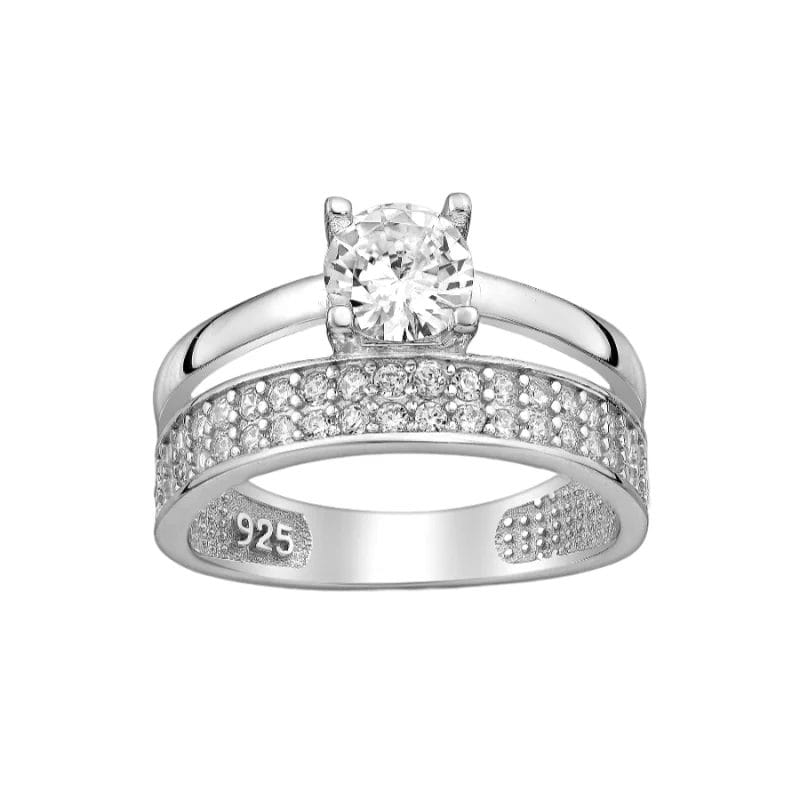 silber-damenring-701-25181 925 Silber Damenring mit Zirkonia – Glamouröser Ring in Größe 58