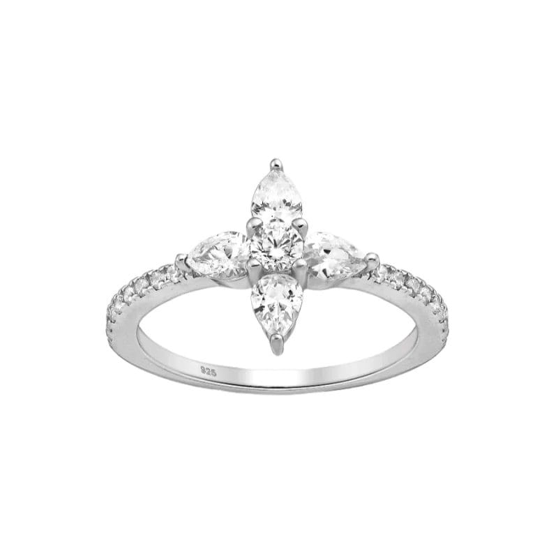 925 Silber Damenring 701-25673 mit Zirkonia – Blüten-Design