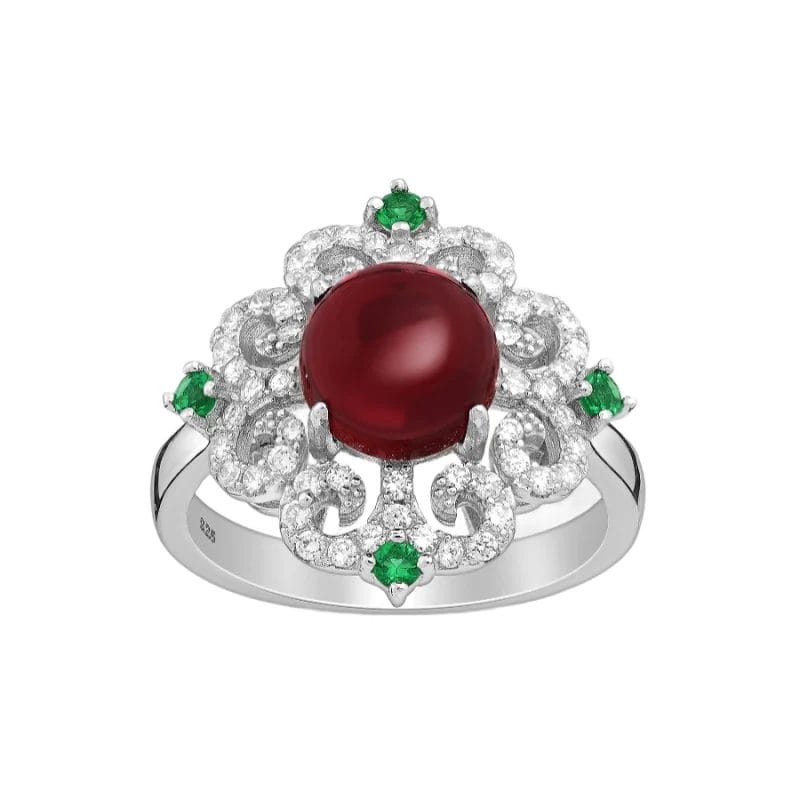 925 Silber Damenring 701-25823 mit rotem Kristall und Zirkonia