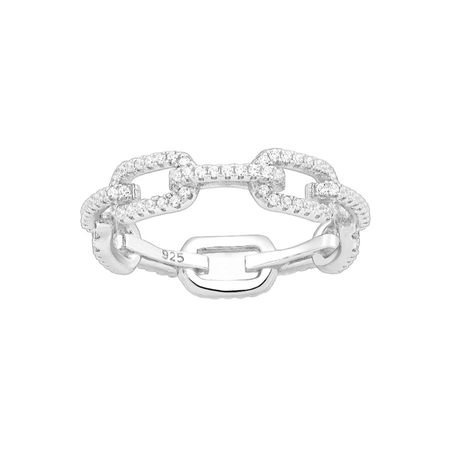 925 Silber Damenring Ketten-Design mit Zirkonia – Größe 55 / 15