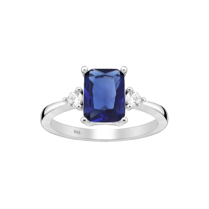 925 Silber Damenring 701-26167B mit blauem Kristall und Zirkonia – Eleganter Ring