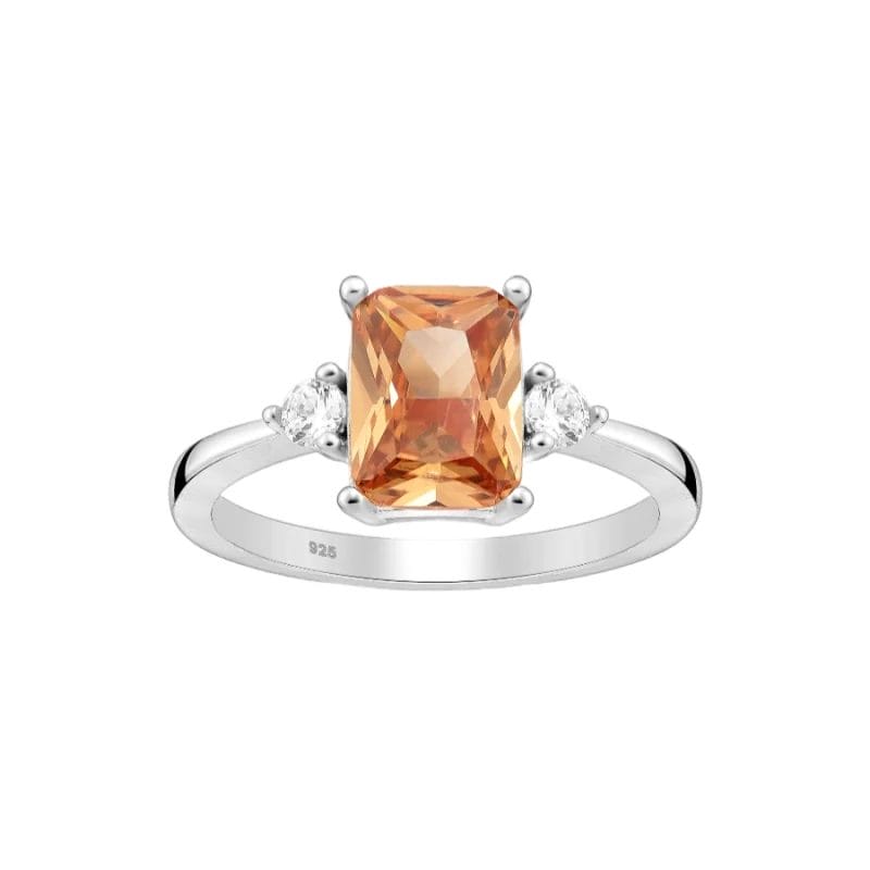 925 Silber Damenring 701-26167BR mit Champagner-Kristall und Zirkonia – Eleganter Ring