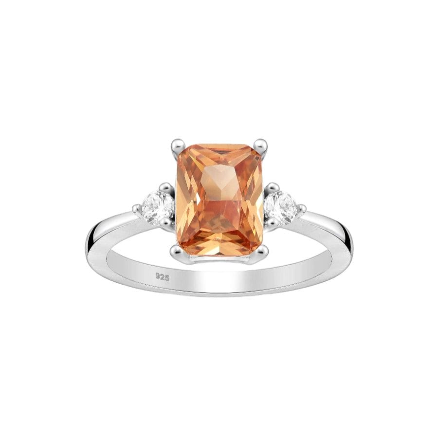 925 Silber Damenring 701-26167BR mit Champagner-Kristall und Zirkonia – Eleganter Ring