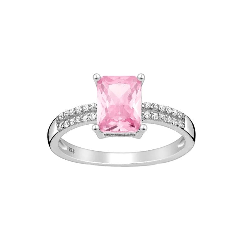 silber-damenring-701-26354P 925 Silber Damenring 701-26354P mit rosa Kristall und Zirkonia – Eleganter Ring