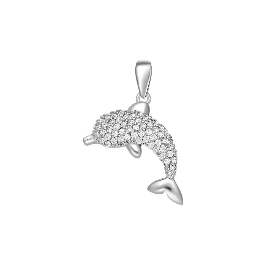 925 Silber Anhänger 701-29610 – Rhodiniert, Delfin-Design mit Zirkonia