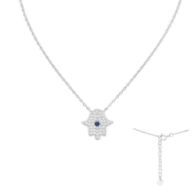 925 Silber Fatima Hand Collier 701-28161 mit Zirkonia und Ankerkette