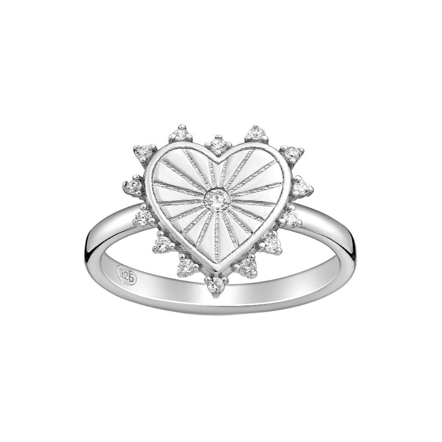 925 Silber Damenring mit Herzmotiv und Zirkonia – Größe 51.5 (EU)