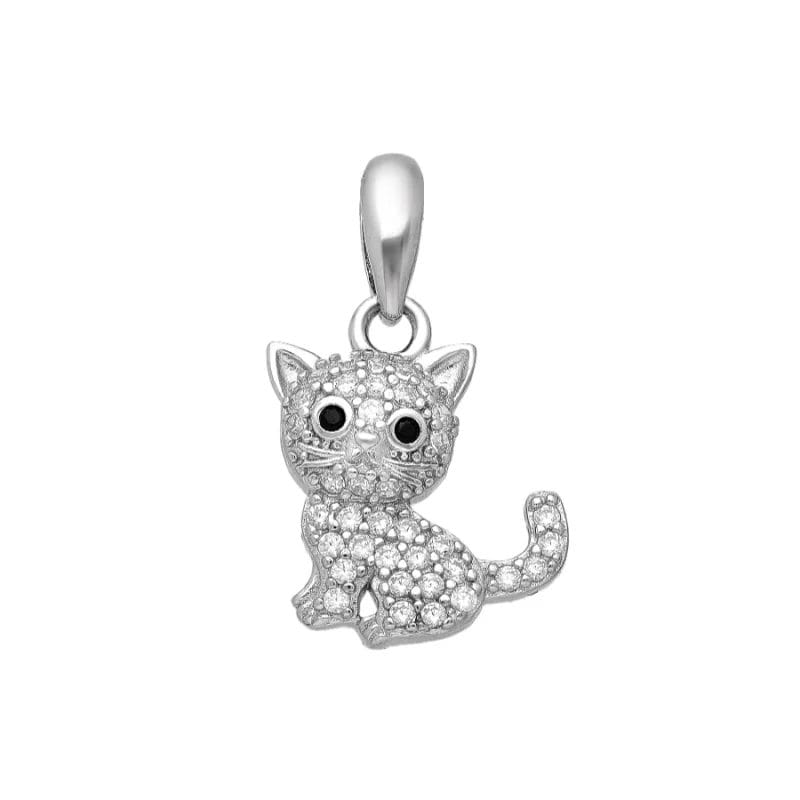 925 Silber Katzen Anhänger 701-28026 mit Zirkonia – Niedlicher Schmuck