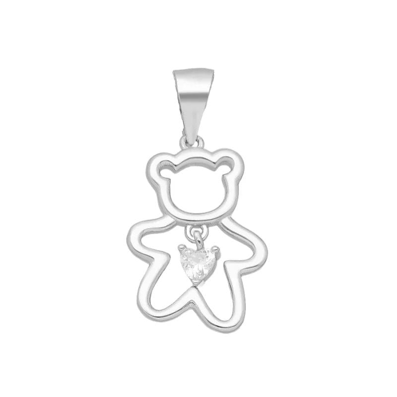 925 Silber Anhänger Bär mit Herz Zirkonia – Kinderschmuck Geschenk