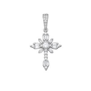 925 Silber Kreuz Anhänger 701-26638 mit Zirkonia – Länge ca. 27 mm