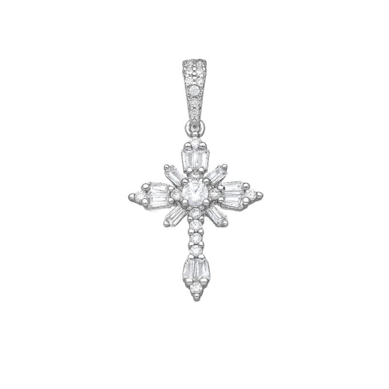 silber-kreuz-701-26638 925 Silber Kreuz Anhänger 701-26638 mit Zirkonia – Länge ca. 27 mm