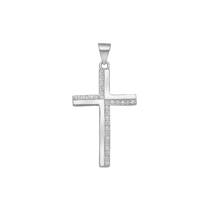 925 Silber Kreuzanhänger 701-28294 – Rhodiniert, mit Zirkonia & 12 Monaten Garantie