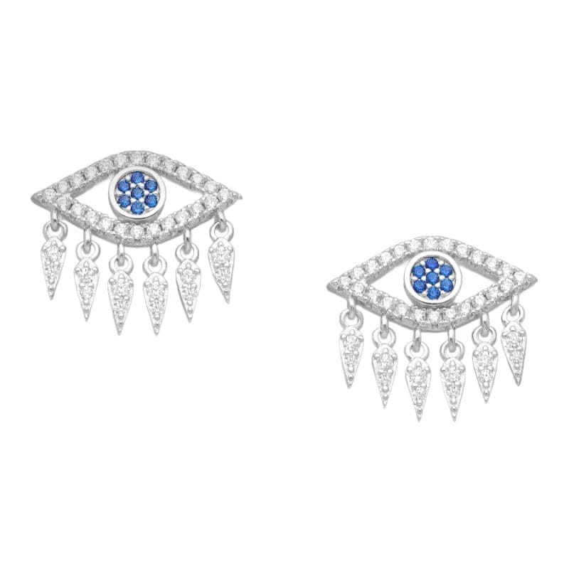 925 Silber Ohrstecker Nazar Auge mit Zirkonia – Funkelnder Schutzsymbol Schmuck
