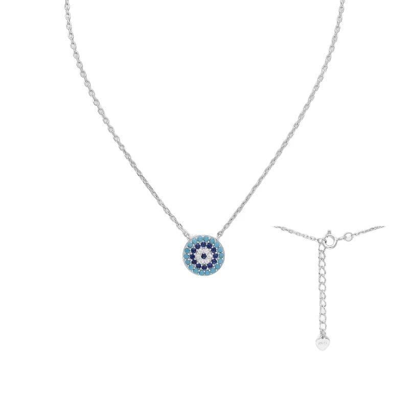 925 Silber Nazar Collier 701-26331 mit Zirkonia – Verstellbare Länge