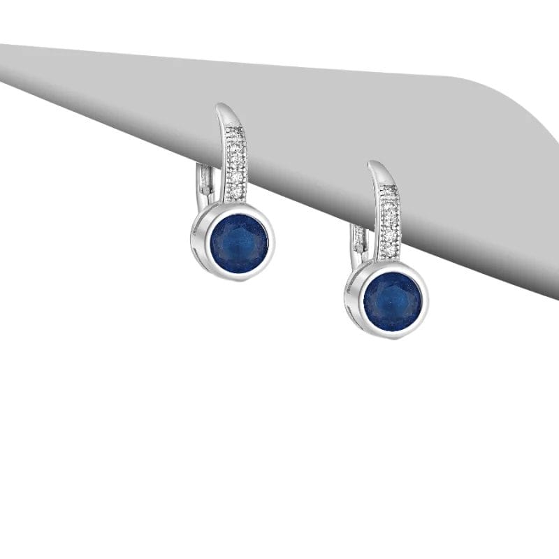 925 Silber Ohrhänger 701-28959B – Rhodiniert, mit blauem Zirkonia & Kristallen