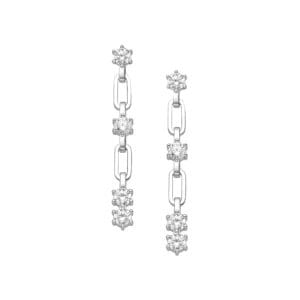 925 Silber Ohrhänger 701-29320 – Rhodiniert, Kettenglied-Design mit Zirkonia