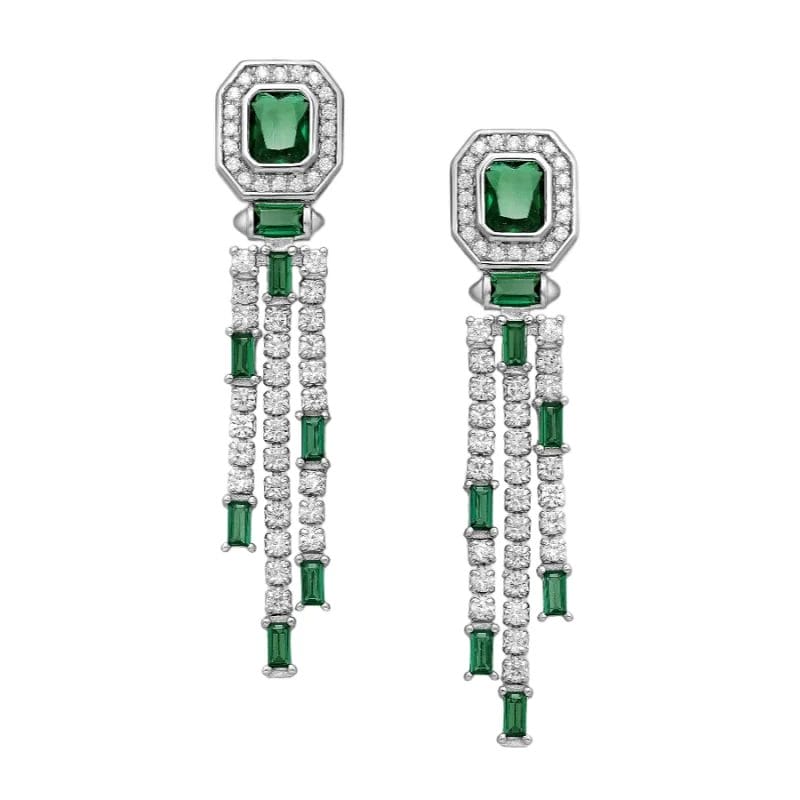 925 Silber Ohrhänger 701-27504 mit grünen und weißen Zirkonia – Länge ca. 4 cm