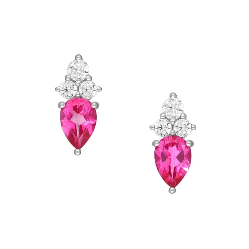 925 Silber Ohrstecker Pink Topas 1181-5084 – Rhodiniert, mit Zirkonia & 12 Monaten Garantie