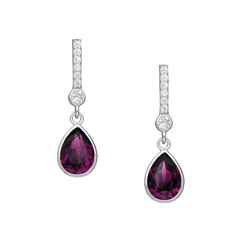 silber-ohrstecker-1583-306V 925 Silber Ohrstecker Violett Zirkonia 1583-306V – Rhodiniert, tropfenförmig & mit funkelnden Zirkonia-Steinen