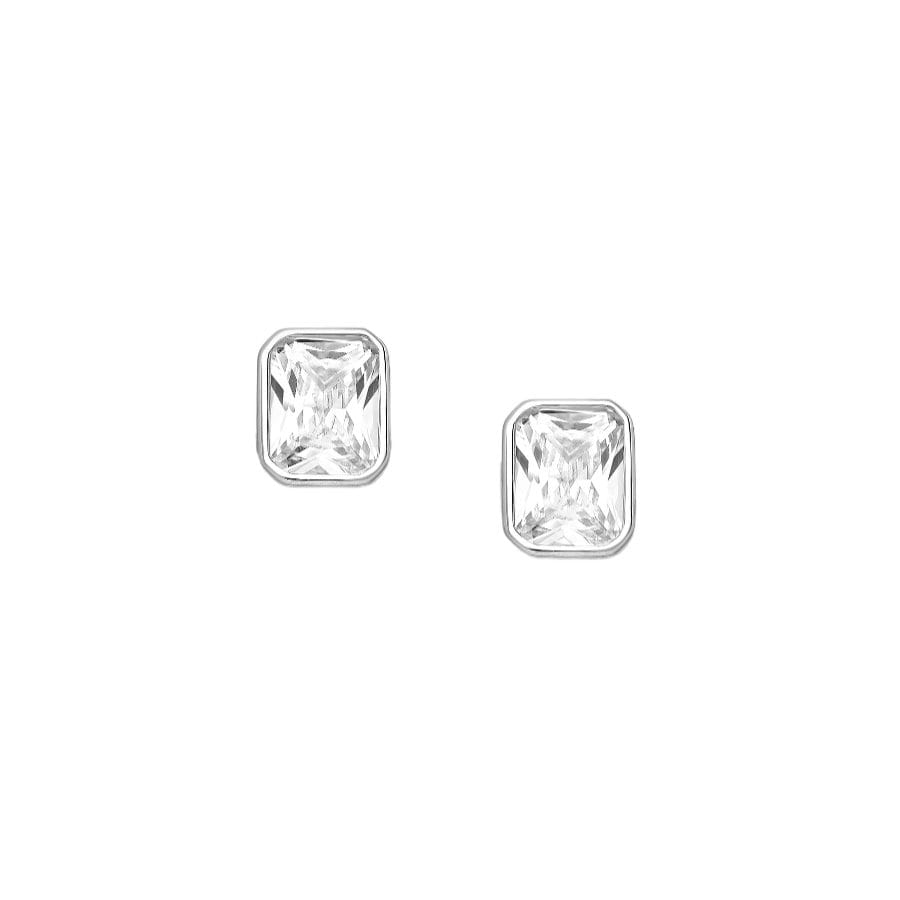 925 Silber Ohrstecker mit eckigem Zirkonia – Klar & modern