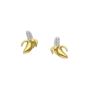 925 Silber Banane Ohrstecker 1063-3969 – Vergoldeter Silberschmuck mit Zirkonia & 12 Monaten Garantie
