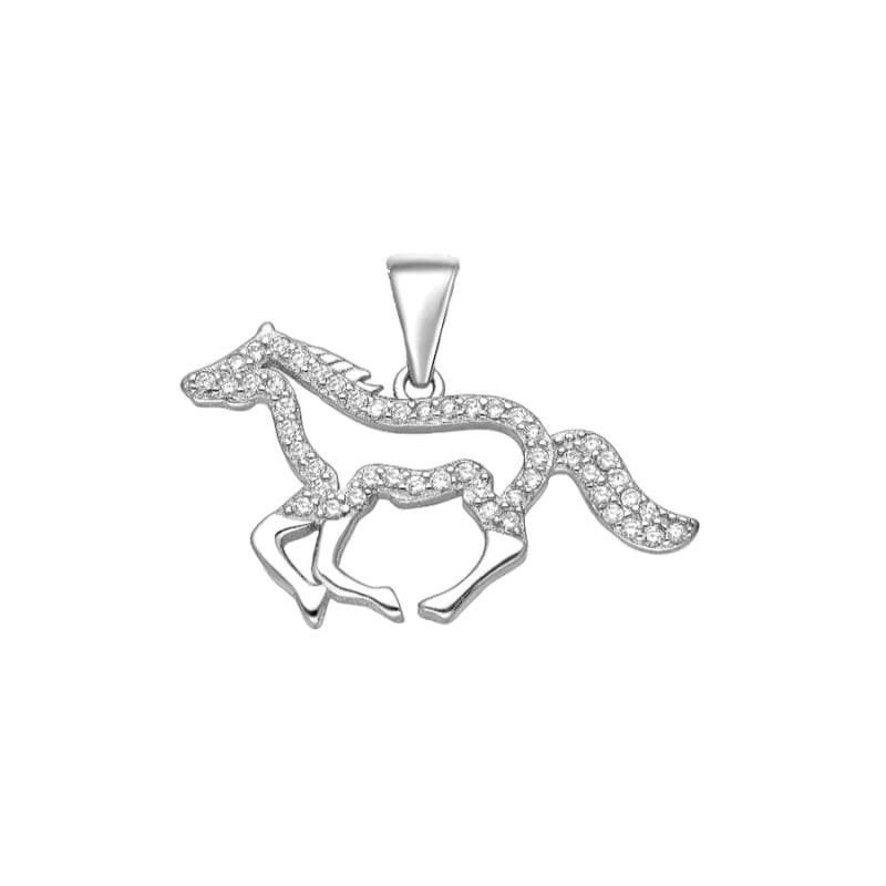 925 Silber Anhänger 701-28935 – Rhodiniert, Pferd-Design mit Zirkonia & 12 Monaten Garantie